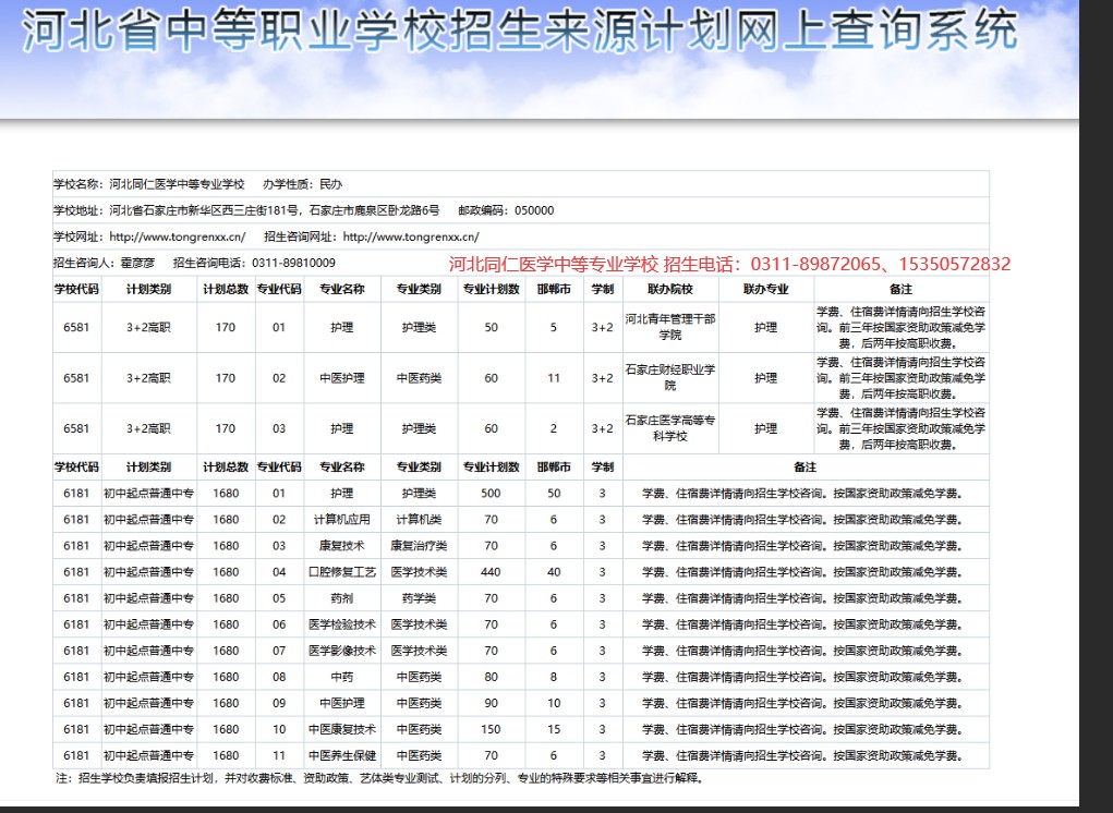 河北同仁医学中等专业学校3+2邯郸地区招生计划.jpg
